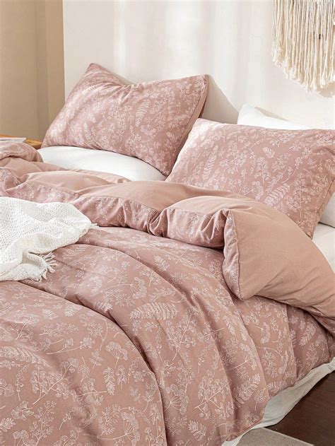 Pink Floral Duvet Cover Set Cottagecore Farmhouse Bedding Set 3 Pieces ...
