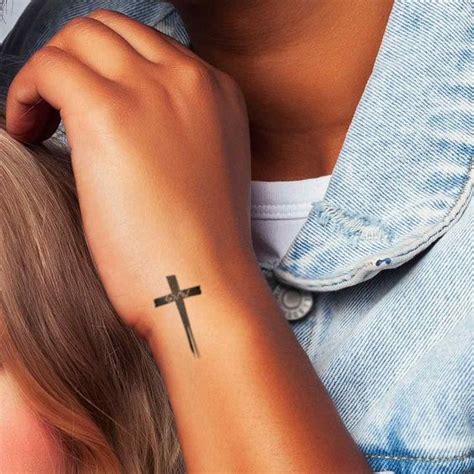 Bold Hand Drawn Cross Temporary Tattoos Set of 3 in 2025 | Cross ...