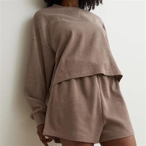 H&M - brown waffle lounge set Also have in light... - Depop