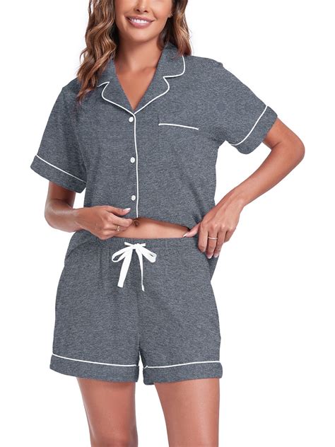 ANLIQI Womens Pajama Sets Shorts Soft Cotton Pajamas for Women ...