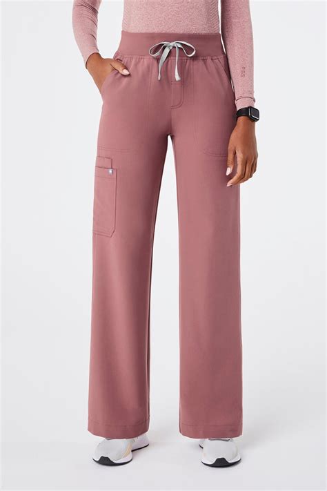 Womens Mauve High Waisted Isabel Wide Leg - Tall Scrub Pant | Scrub ...