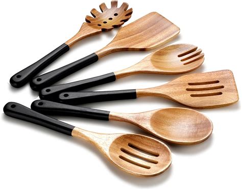 Amazon.com: ROSOS Wooden Spoons For Cooking, 6 PCS Natural Acacia ...