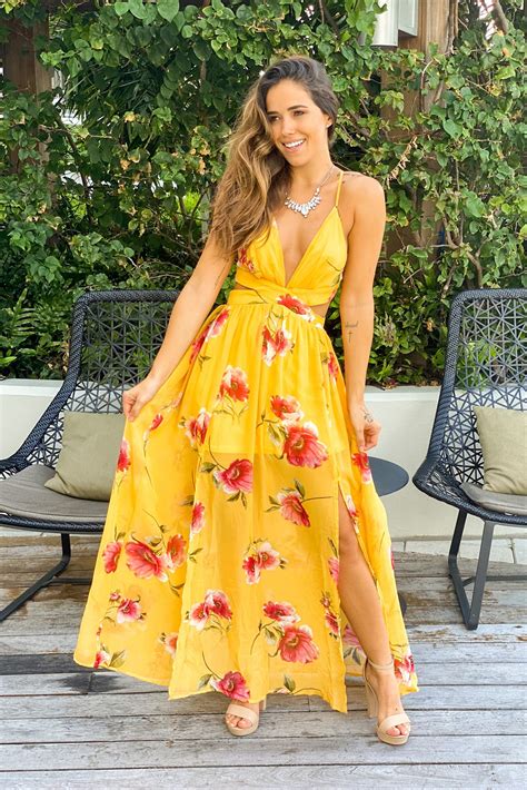 Yellow Floral Maxi Dress with Cut Outs | Maxi Dresses – Saved by the Dress