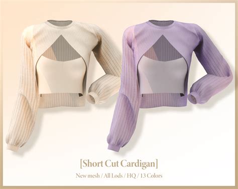 Short Cut Cardigan | Chih | Sims 4 mods clothes, Sims 4 clothing ...