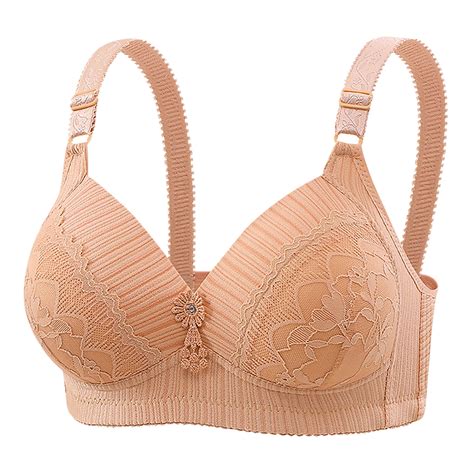 Bras for Women Plus Size Embroidery Lace Full Coverage Wireless Push Up ...