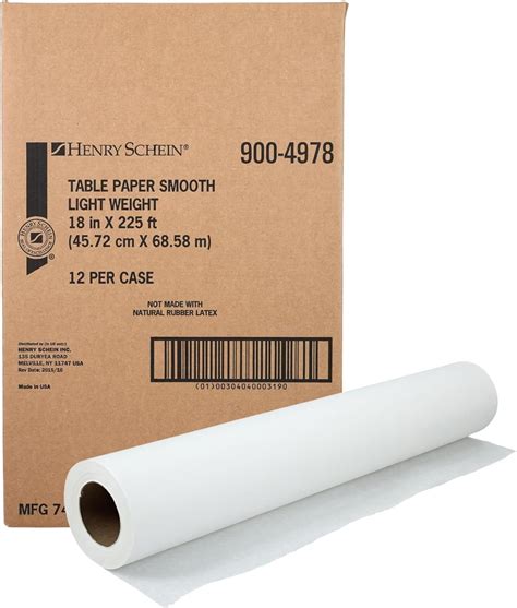 Henry Schein Exam Table Paper 18 In. x 225 Feet - Smooth White ...