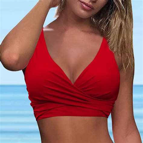 TOWED22 Women's Underwire Bikini Tops Push Up Criss Cross Swim Top ...