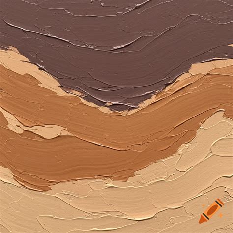 Abstract painting with thick, textured brushstrokes in shades of brown, tan, and beige, forming ... - Horizontal Layers