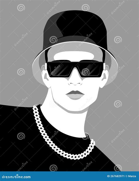 Young Male Rapper Wearing Chain Around His Neck Stock Vector - Illustration of lifestyle, dark ...