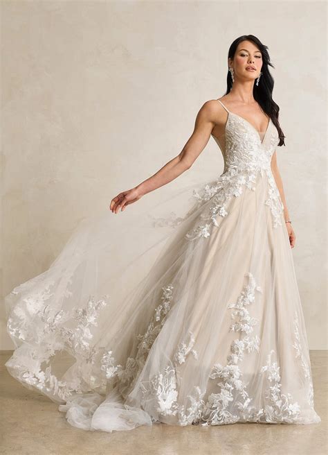 Azazie Rhodes Diamond White Nude A-Line V-Neck Sequins Tulle Dress | Azazie