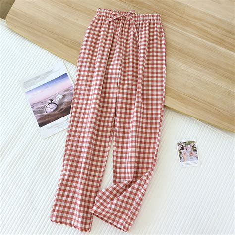 Jjayotai Gingham Pants, Womens Cotton Wide Leg Y2k Plaid Pajamas Pant ...