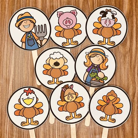 Turkey Trouble Character Sticks - Simply Kinder + Printable Membership