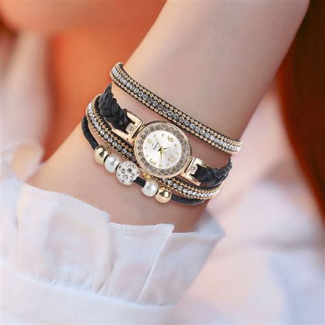 Xinyolin Multi Layers Wrap Around Quartz Watch - Rhinestone Braided Elegant Bracelet Watch ...