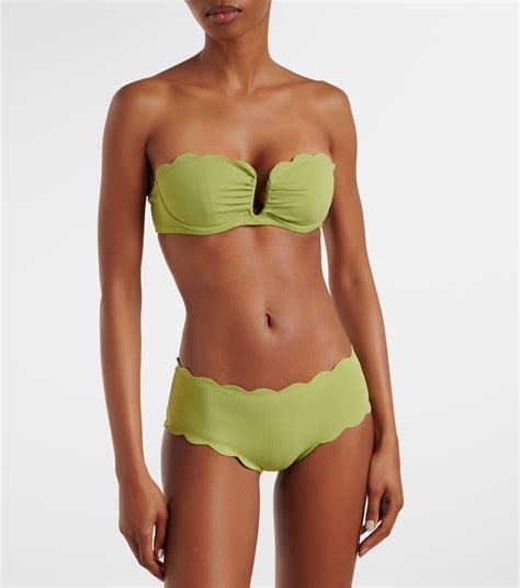 Spring scalloped mid-rise bikini bottoms in green - Marysia | Mytheresa