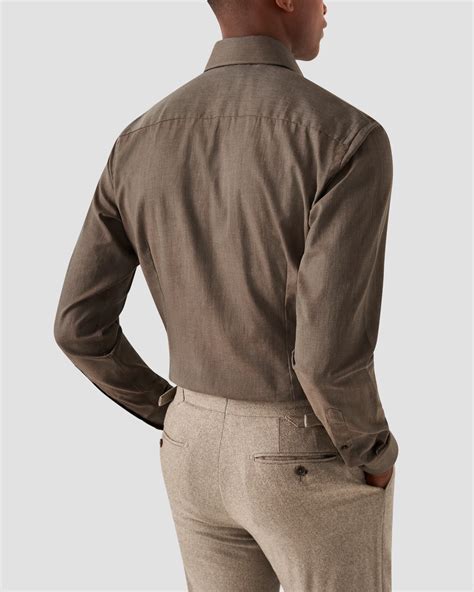 Dark Brown Wrinkle Free Flannel Shirt - Eton