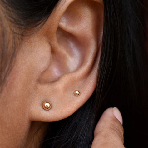 Brushed Gold Ball Stud Earrings at Juliette Bailey blog