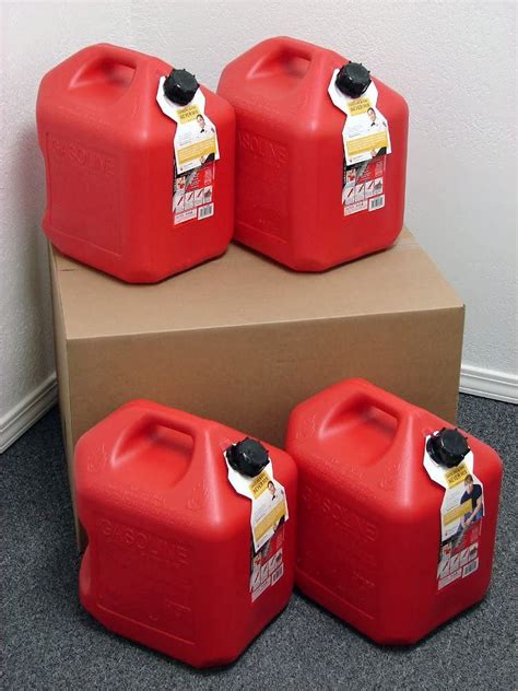 5 Gallon Gas Can, 4 Pack, Spill Proof Fuel Container - New! - Clean ...