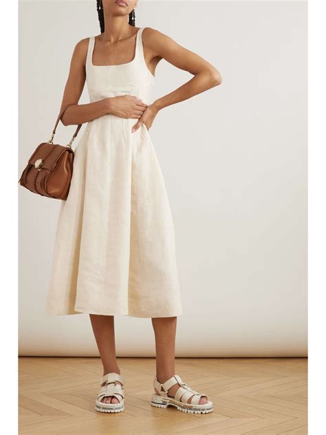 White Linen midi dress | CHLOÉ | NET-A-PORTER