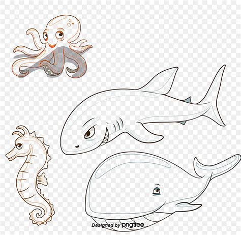 Sea Creatures Vector Hd PNG Images, Vector Color Cartoon Sea Creatures ...