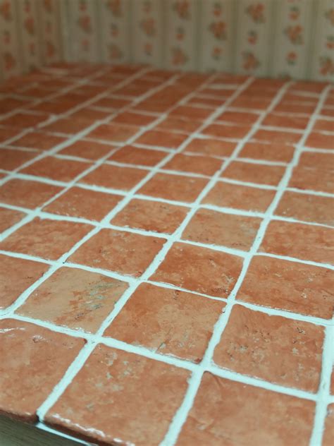 Dollhouse floor tile made with terra cotta air dry clay. Dollhouse ...