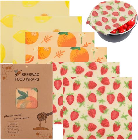 Amazon.com: Reusable Beeswax Wrap 6Pcs Beeswax Wraps for Food Eco ...