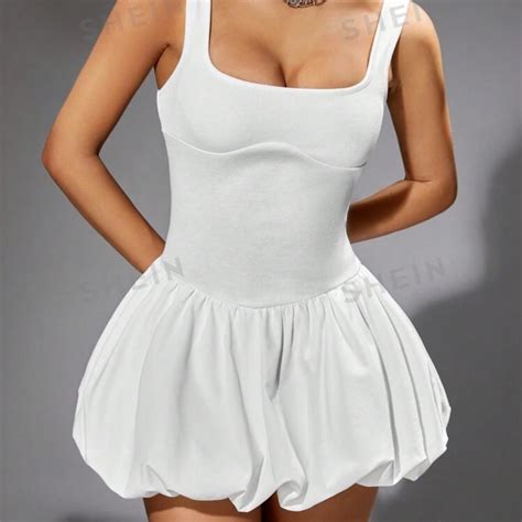 SHEIN White Mini Bubble Dress size(6) medium - Depop