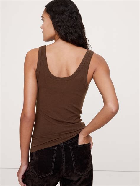 Sheer Lyocell-Wool Scoop-Neck Tank | Banana Republic