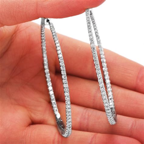 Large Diamond Hoop White Gold Inside Outside Hoop Earrings For Sale at ...