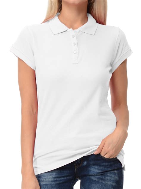 Basico White Polo Collared Shirts For Women 100% Cotton Short Sleeve ...