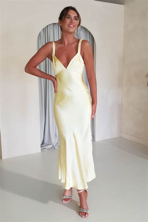 Bethanie Soft Satin Maxi Dress | Yellow | Yellow bridesmaid dresses ...