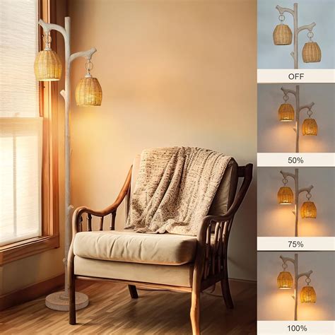 68" High Farmhouse Rustic Country Cottage Floor Lamp Tree Trunk Faux ...