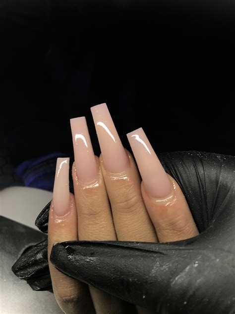 Clean and simple Long Square Acrylic Nails, Pretty Acrylic Nails, Best ...