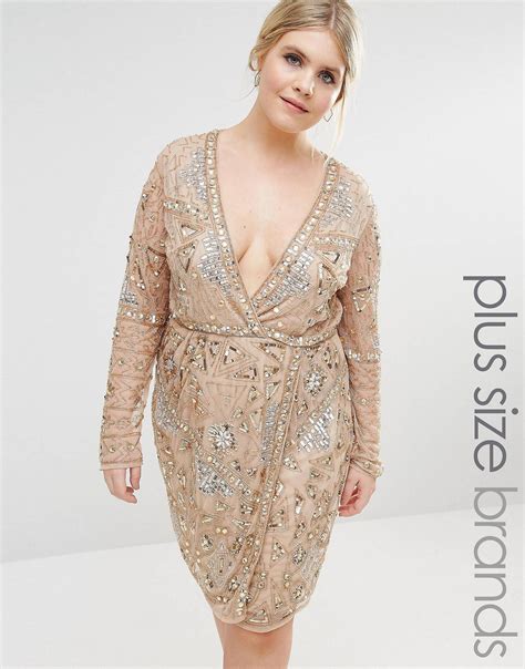 Missguided Plus Premium Wrap Embellished Wrap Dress | ASOS | Plus size ...