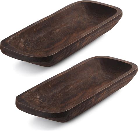 Norme 2 Pcs Decorative Bowl Rustic Bread Long Wooden Dough Bowls Decor ...