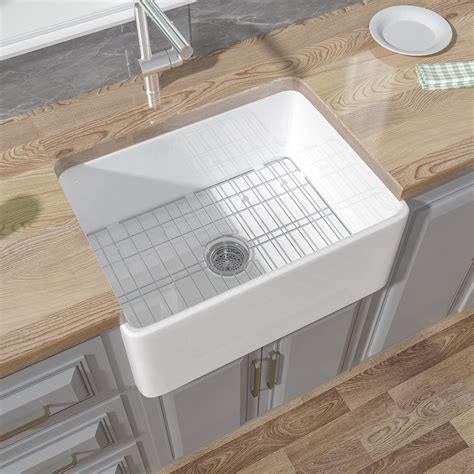 HOMLYLINK Small Farmhouse Sink 24 x 17 Inch Farm Sink White Farmhouse ...