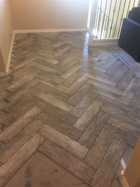 Herringbone Porcelain Tile Floor