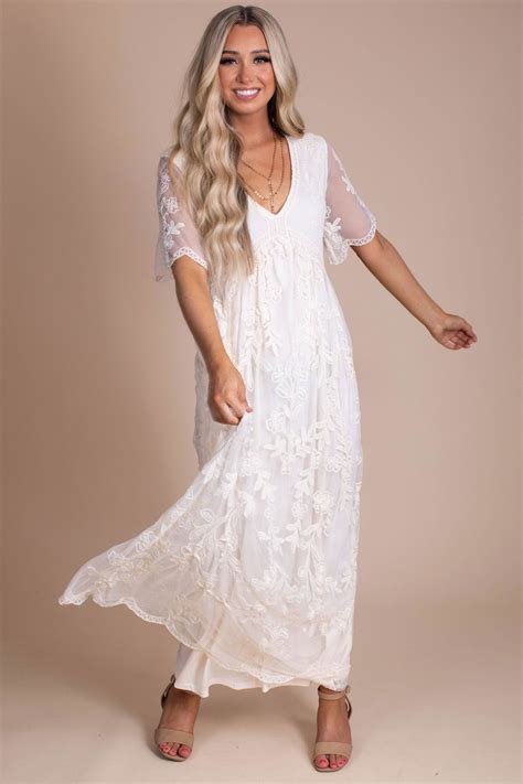 Unstoppable Lace Maxi Dress - M / Off White | Boho wedding dress lace ...