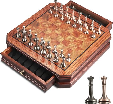 Amazon.com: 12" Wooden Chess Set with 2 Built-in Storage Drawer and ...