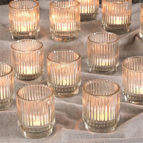 Vintage Ribbed Clear Glass Tealight & Votive Candle Holders (Set of 12 ...