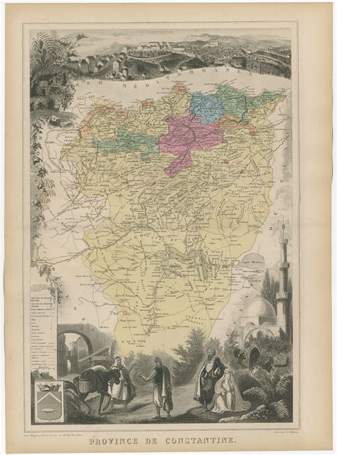 Antique Map of the Province of Constantine (Algeria) by Migeon (1880)