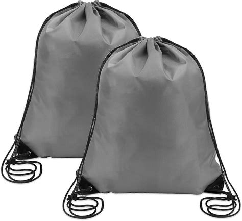 Buy 2 Pcs Gray Drawstring Backpack Bags Sports Cinch Sack String Bags ...