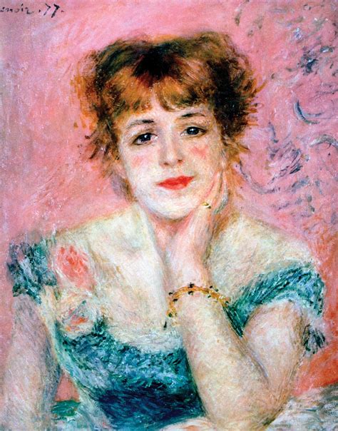 Portrait of the Actress Jeanne Samary, oil on canvas by Pierre-Auguste Renoir, 1877; in the ...