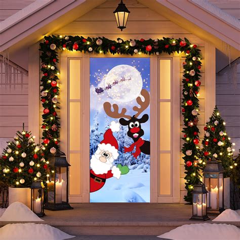 Amazon.com : Christmas Door Cover Merry Christmas Door Decorations Cute ...