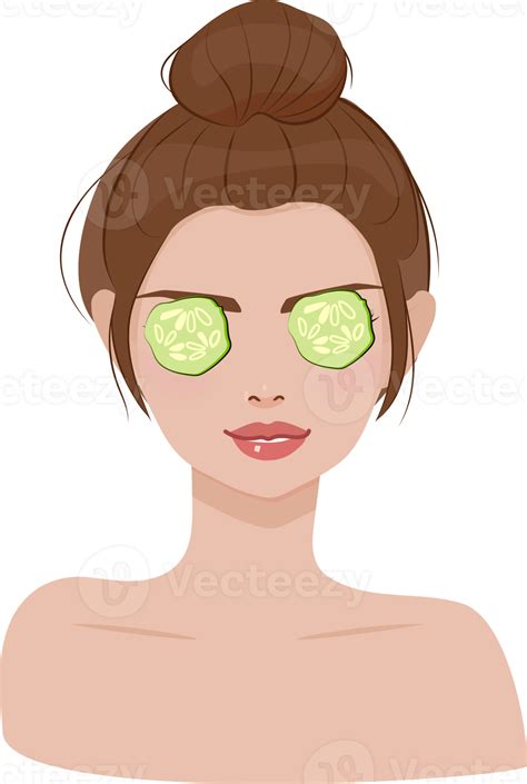 beautiful woman spa cucumber eyes mask 12071719 PNG