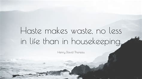 Henry David Thoreau Quote: “Haste makes waste, no less in life than in ...