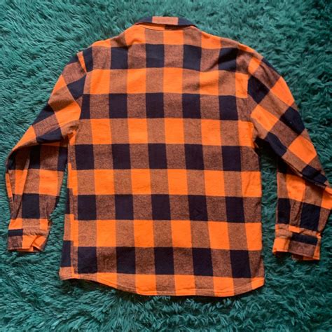 Orange and black flannel shirt #flannel - Depop