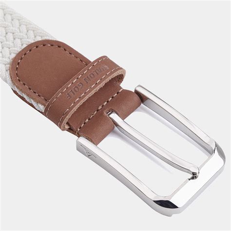 Cream & Tan Leather Golf Belt | Avalon Players Stretch Woven Belt