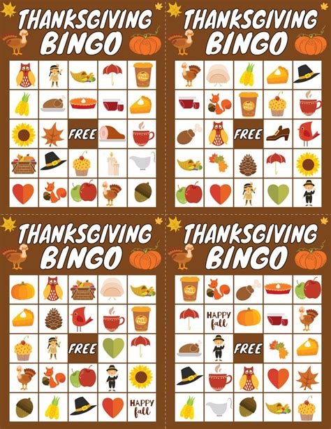Free Printable Thanksgiving Bingo Game (20 Cards) - Play Party Plan