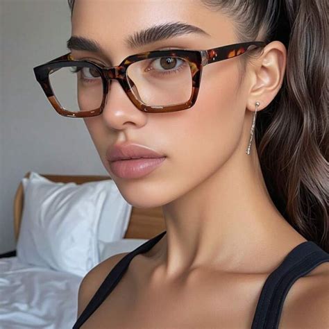 1 Pair Unisex Leopard Print Square Big Frame Bohemian Style Fashion ...