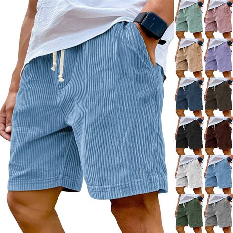 LISTHA Corduroy Shorts Men Summer Lightweight Drawstring Pants Loose ...